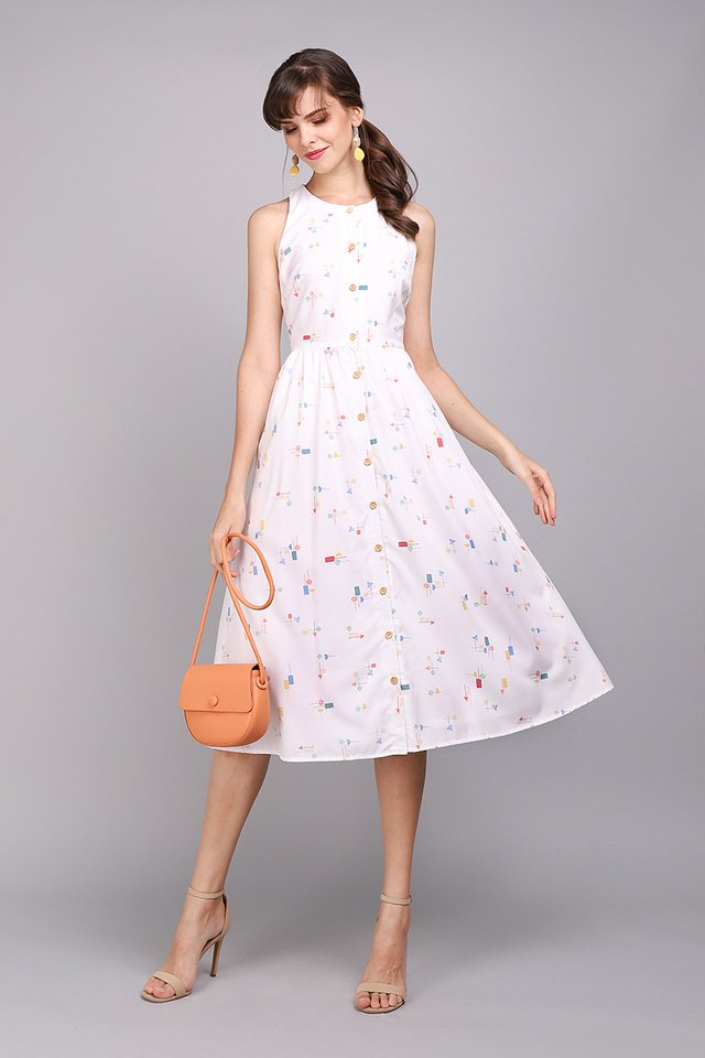 Fun As Can Be Dress In White Prints