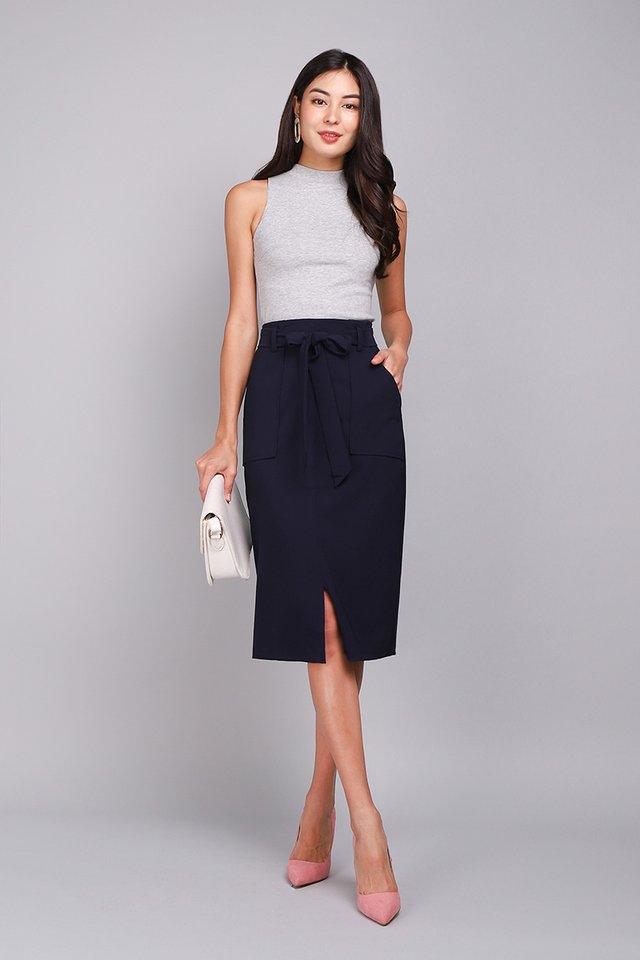 [BO] Classy Inspiration Skirt In Navy Blue