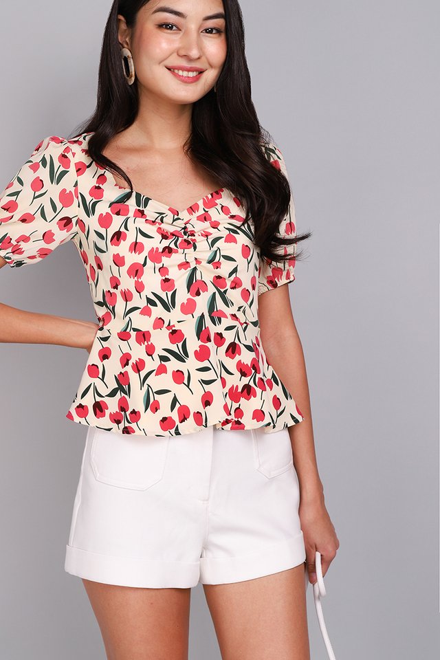 Be My Girl Top In Pink Tulips