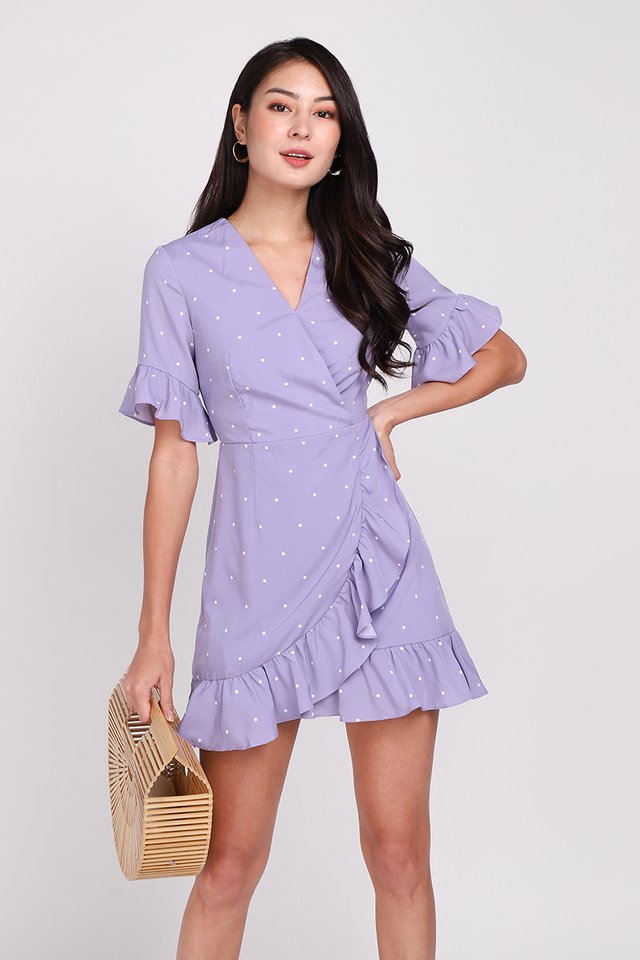 America Hearts Dress In Lilac Dots