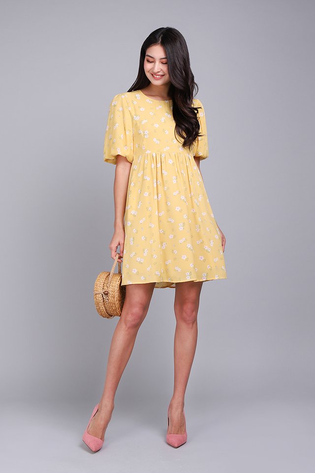 Sunkissed Petals Dress In Yellow Florals