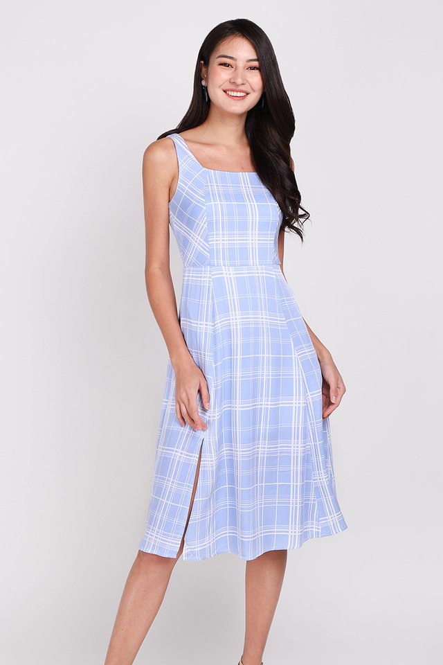 Playtime Dress In Sky Plaid