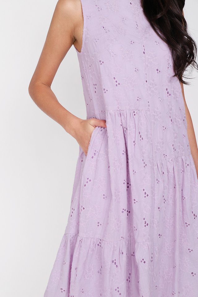 Dainty Hearts Dress In Soft Lilac