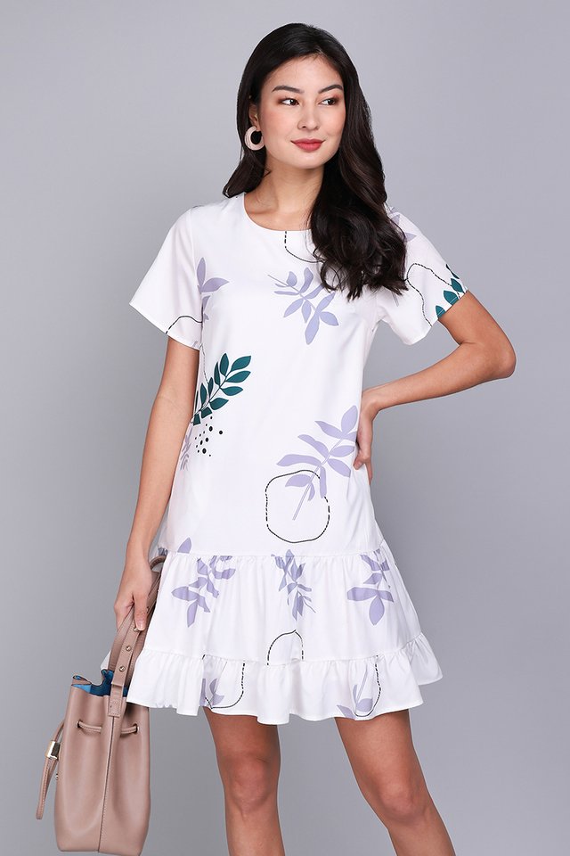 Summer Tropics Dress In White Prints