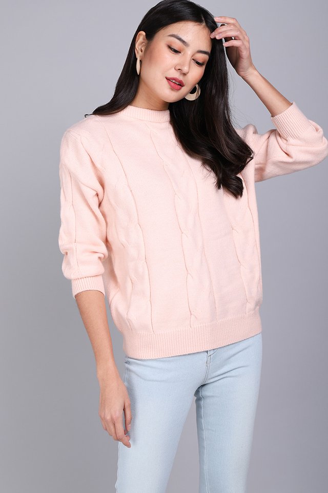 Winter Vacation Pullover In Peach Pink