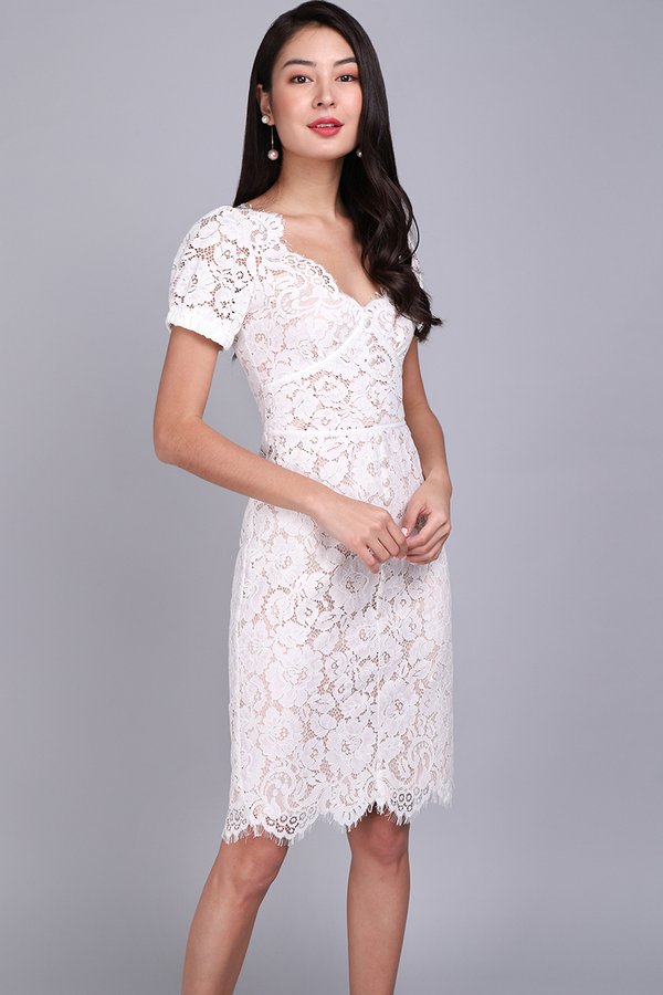 Spring Portrait Dress In White Lace