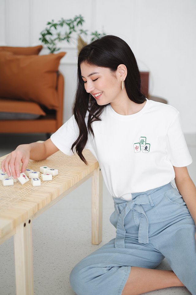 Mahjong Club Unisex Top In Classic White