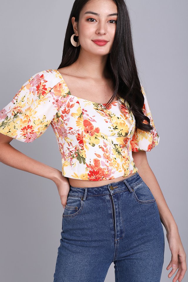 Glimpse of Happiness Top In Yellow Florals