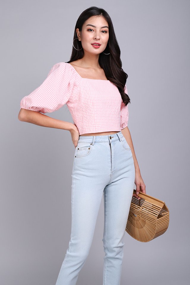 Spring's Calling Top In Pink Gingham