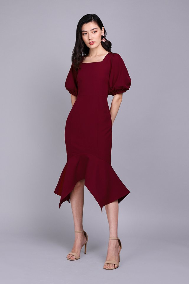 Spring Odyssey Dress In Wine Red