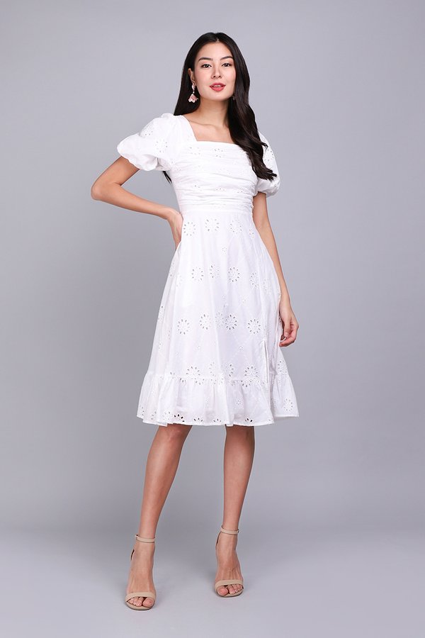Sing A Song Of Spring Dress In Classic White