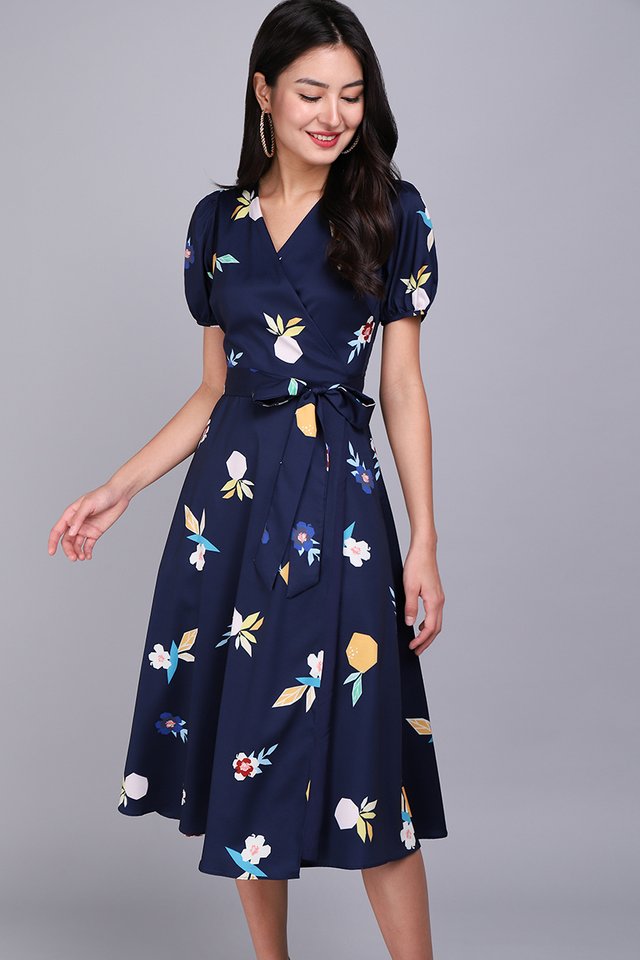 Fruit For Thought Dress In Blue Prints 