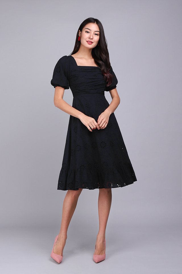 Sing A Song Of Spring Dress In Classic Black 