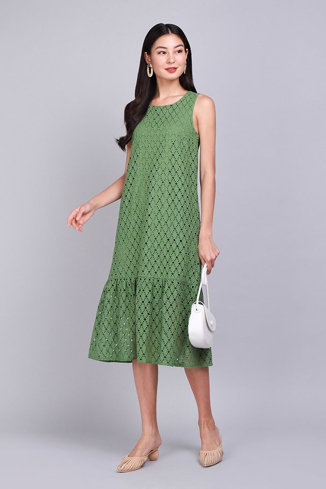Thinking Of You Dress In Green Eyelet