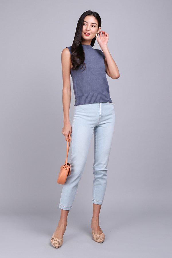 Secret Whispers Top In Muted Blue