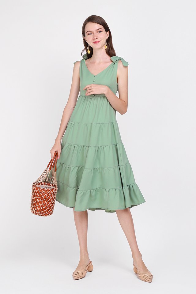 Tiers Of Happiness Dress In Fern Green