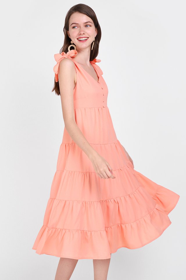 Tiers Of Happiness Dress In Apricot