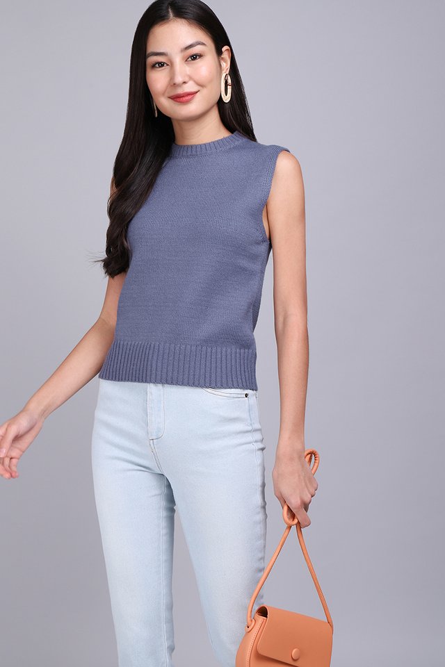Secret Whispers Top In Muted Blue
