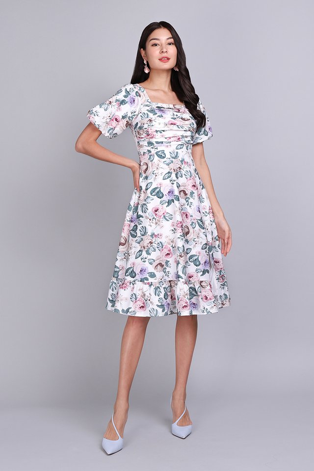 Sing A Song Of Spring Dress In White Florals