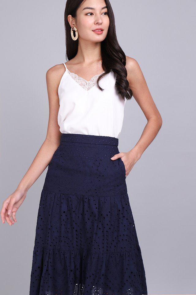Breeze Into Spring Skirt In Navy Blue