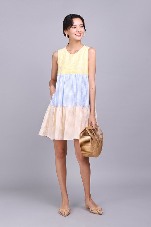 Colour Palette Dress In Yellow Gingham