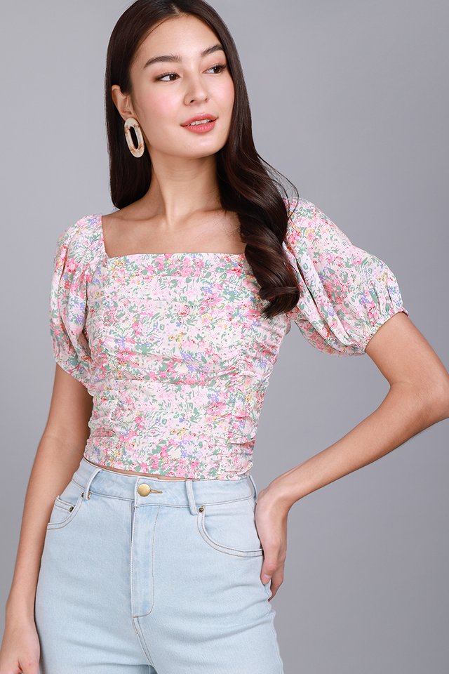 Highly Adored Top In Pink Florals