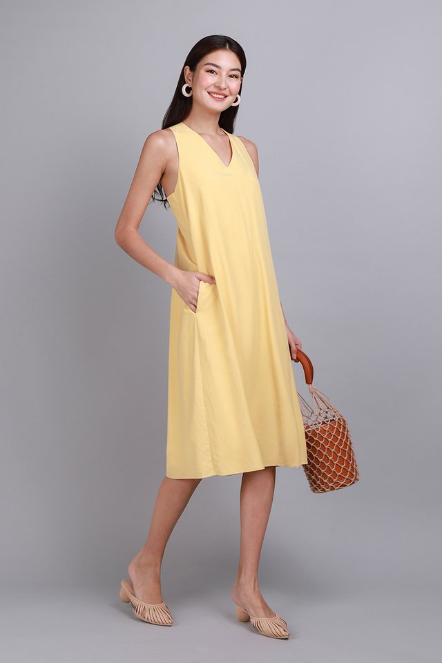 Twist Of Bliss Dress In Macaron Yellow