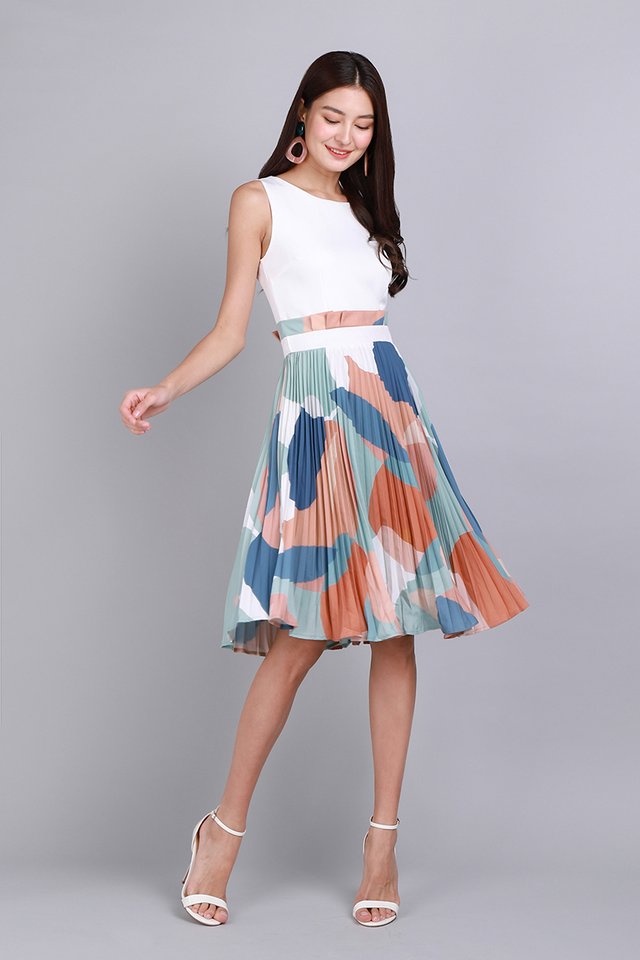 Paint My Love Dress In White Abstract