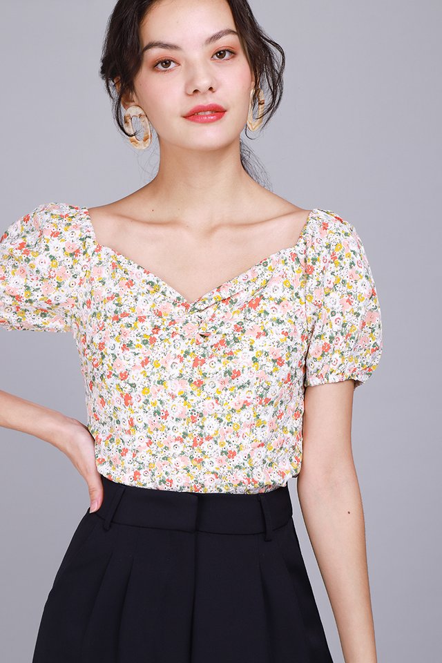 My Dearest Top In Apricot Florals