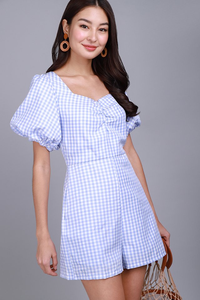 The Lucky One Romper In Sky Gingham