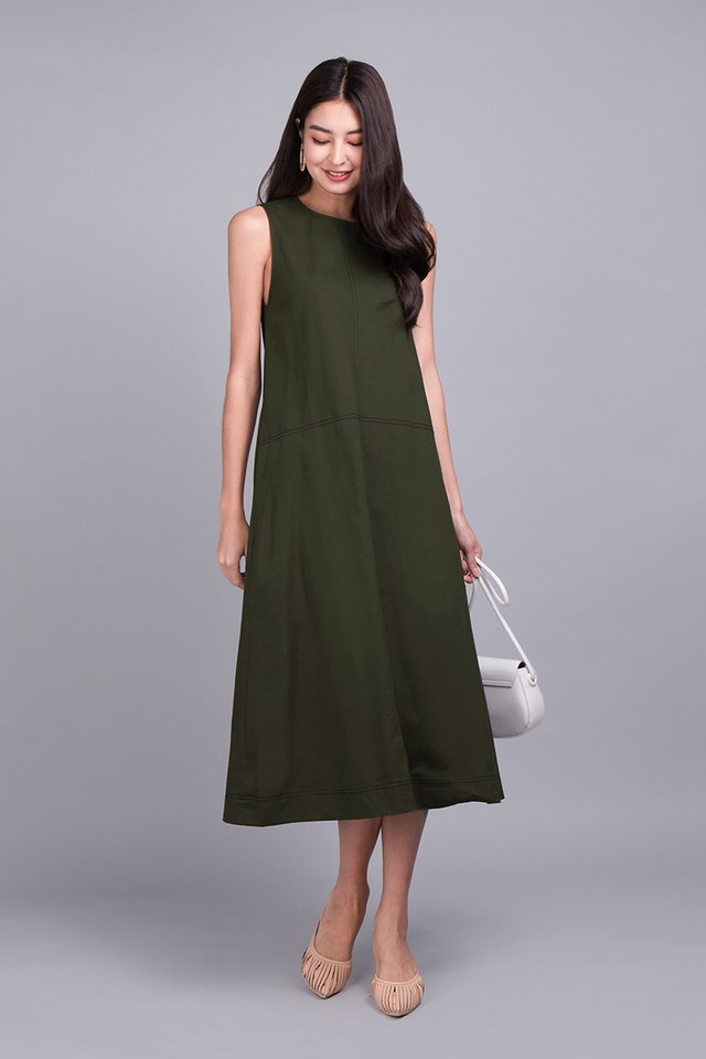 Streets Of London Dress In Olive Green