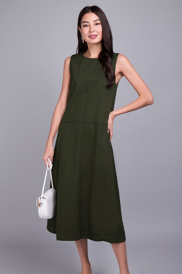 Streets Of London Dress In Olive Green