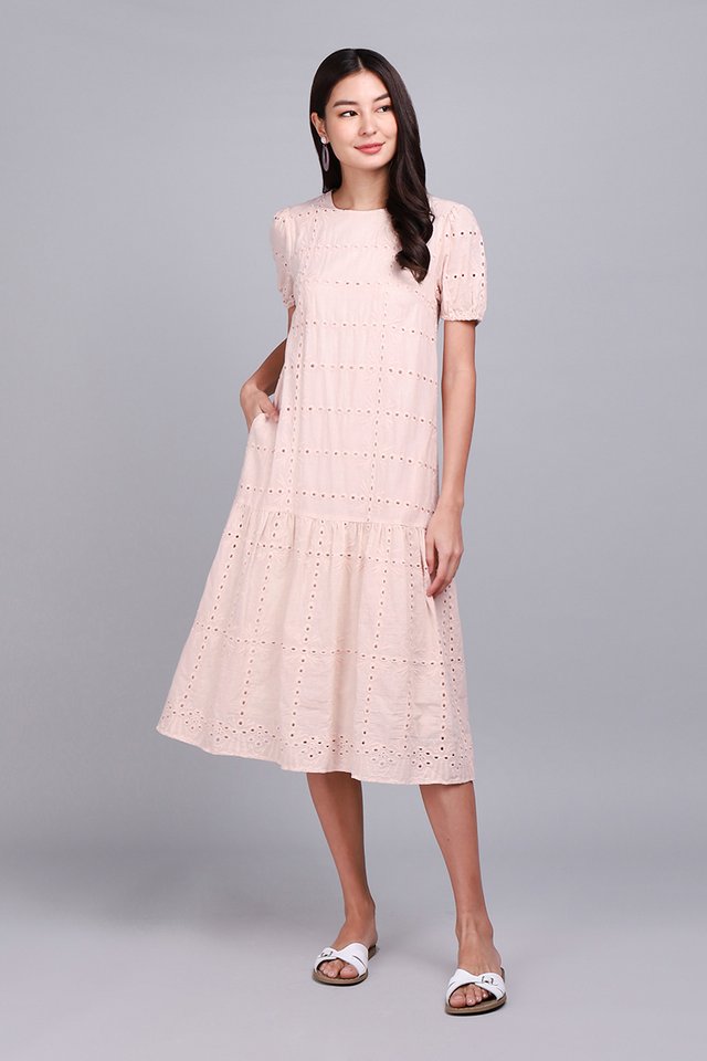 Delicate Things In Life Dress In Chiffon Pink Eyelet