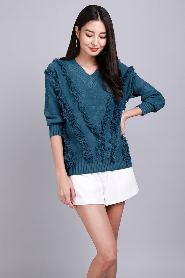 Vacation Ready Pullover In Teal Blue