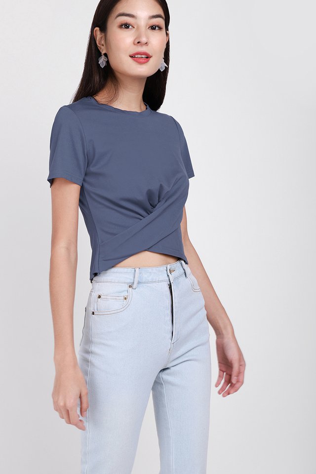 Cora Top In Muted Blue