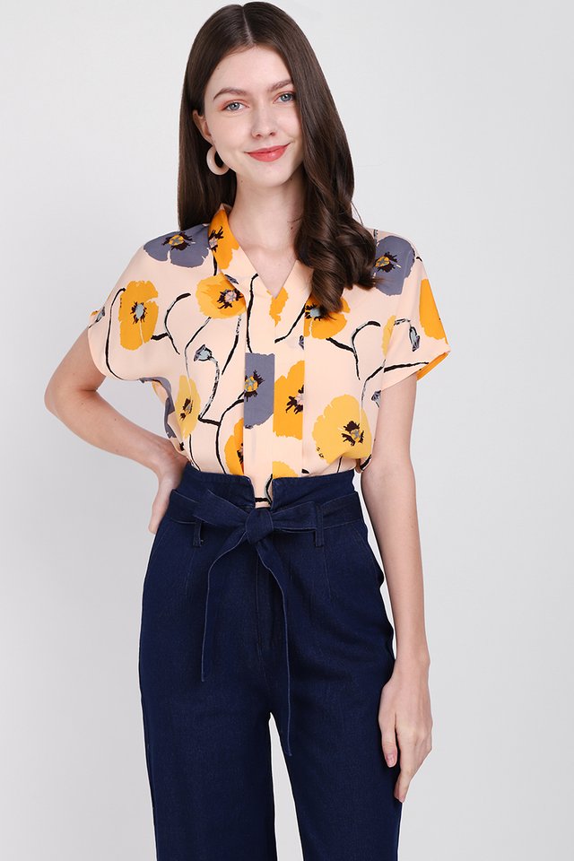 Best Things In Life Top In Mustard Florals