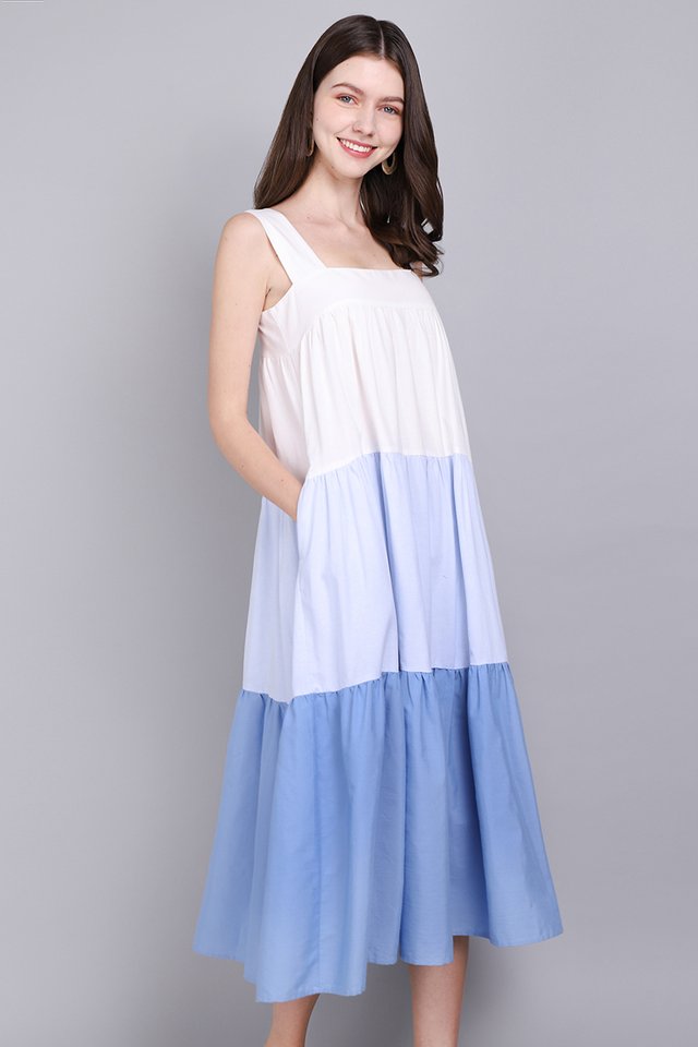 [BO] Life Of Riley Dress in White Blue
