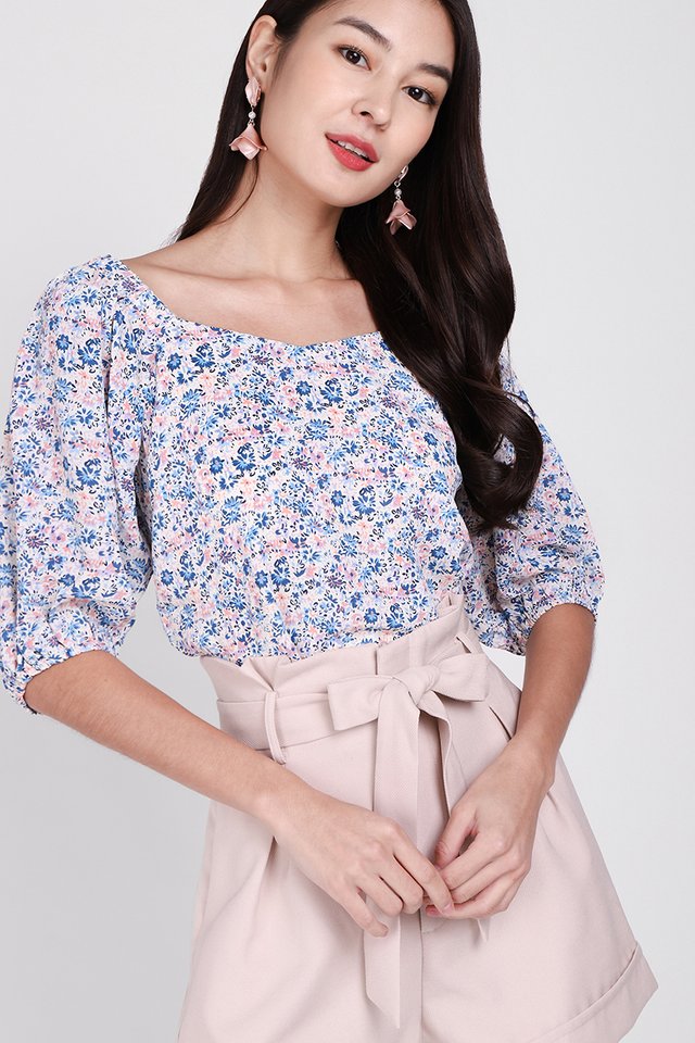 Sweeter Than Spring Top In Blue Florals