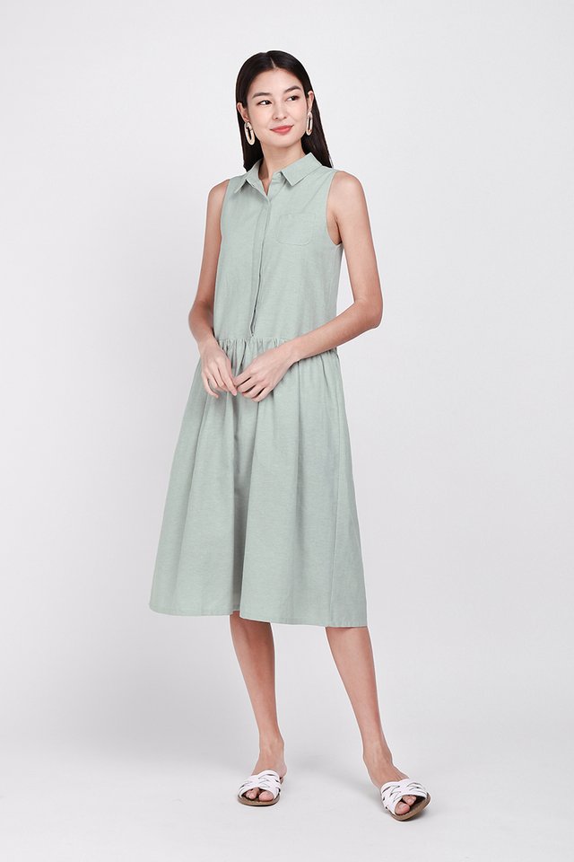 Curated Collection Dress In Sage Green