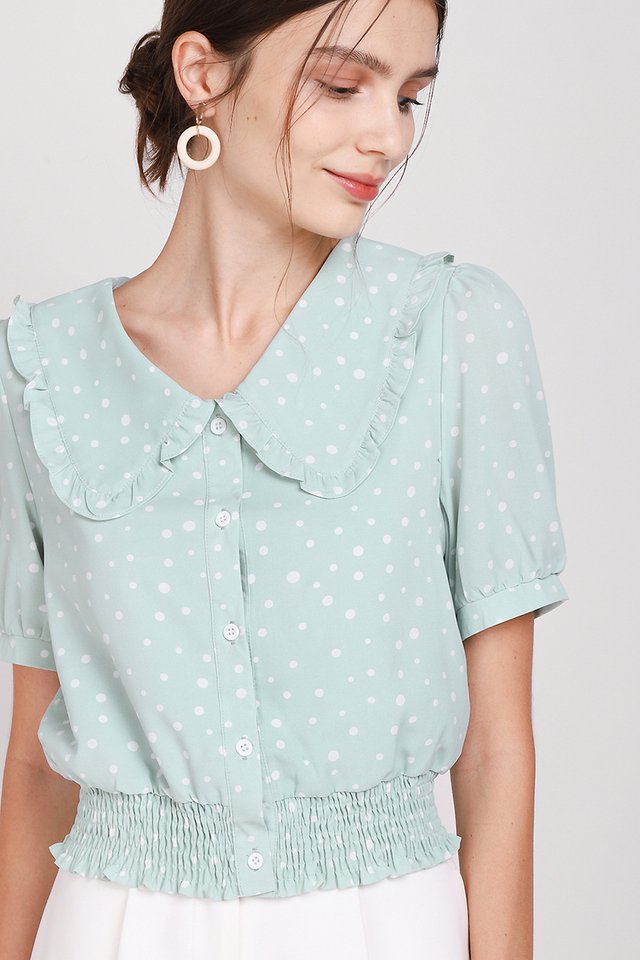 Sprinkle Some Fun Top In Mint Dots