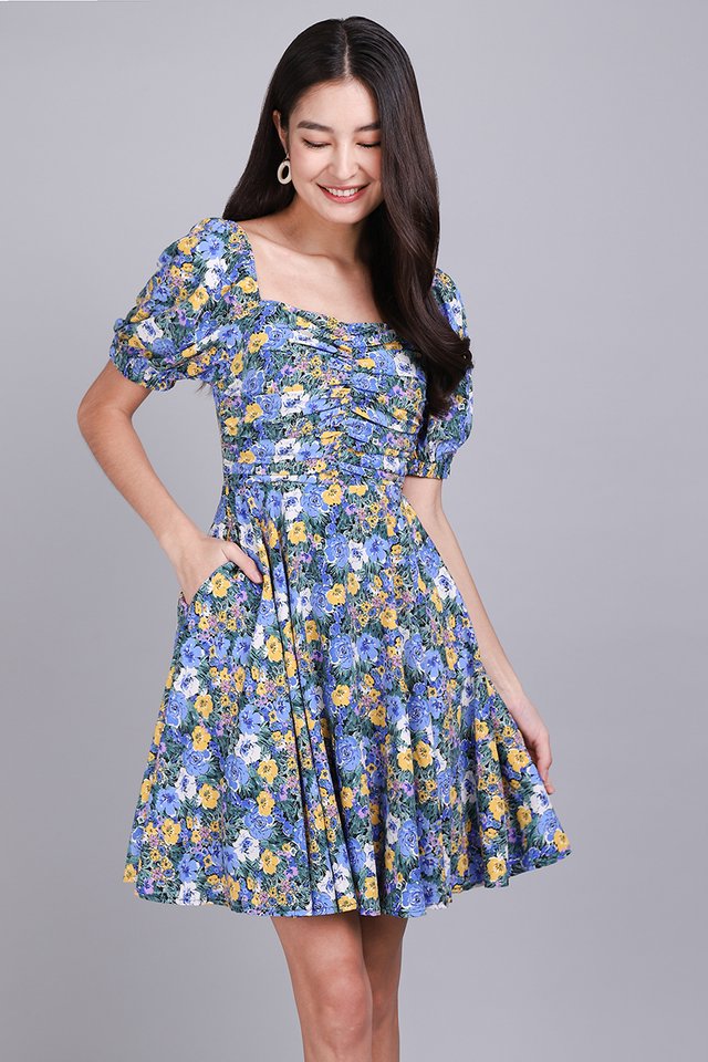 [BO] Garden Romance Dress In Blue Florals 