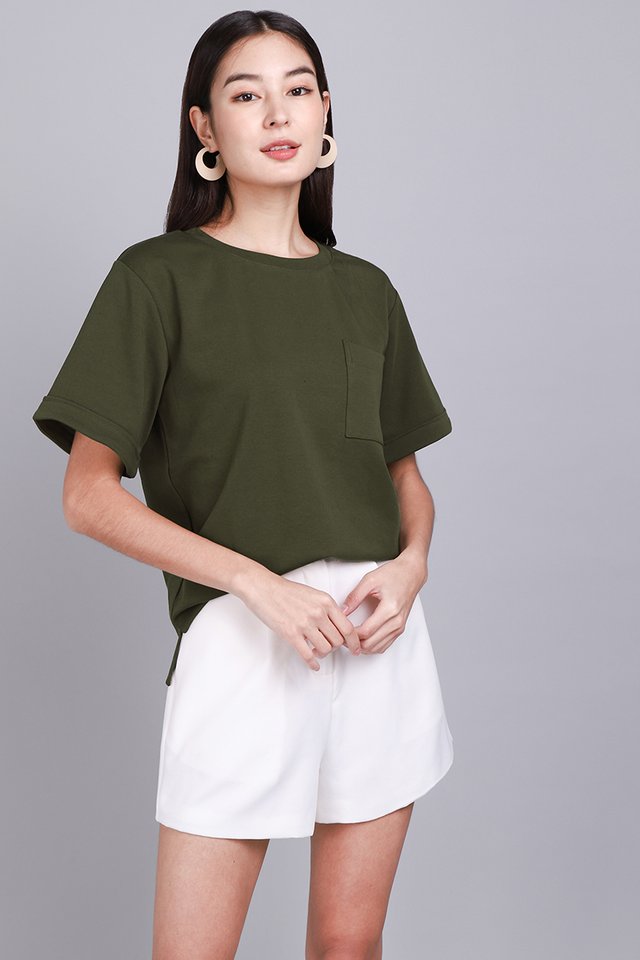 Raven Top In Olive Green