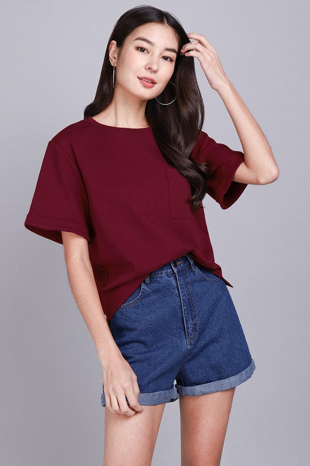 Raven Top In Wine Red