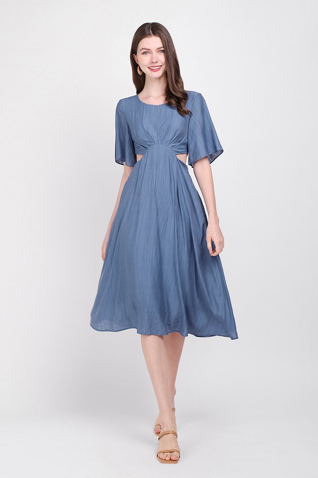Beautifully Made Dress In Muted Blue