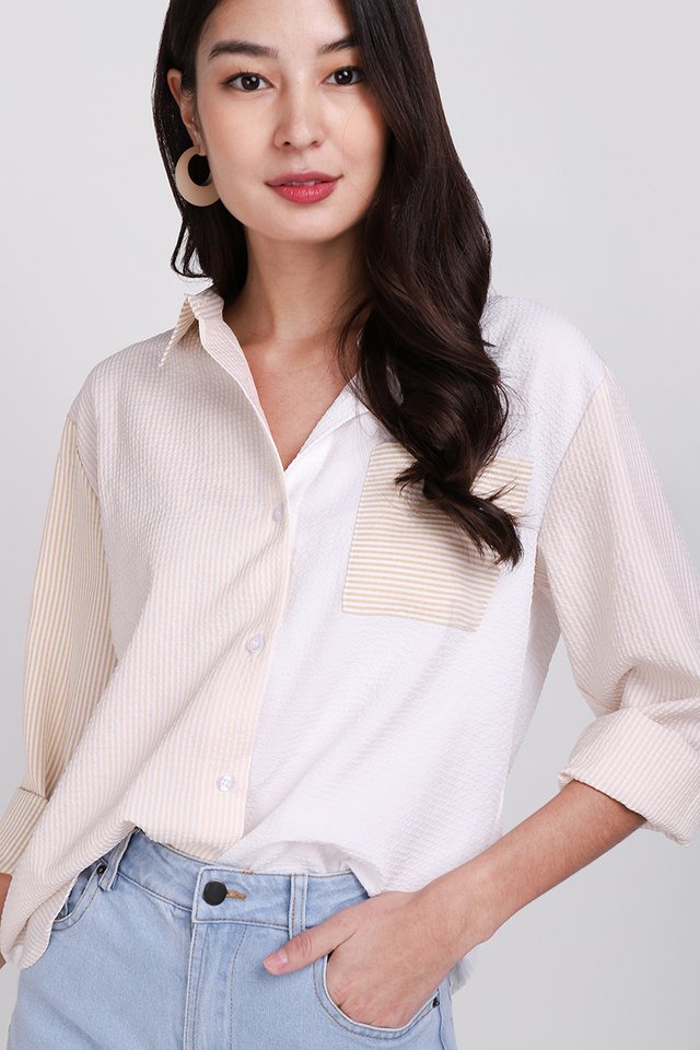 Wear On Repeat Top In Sand Stripes