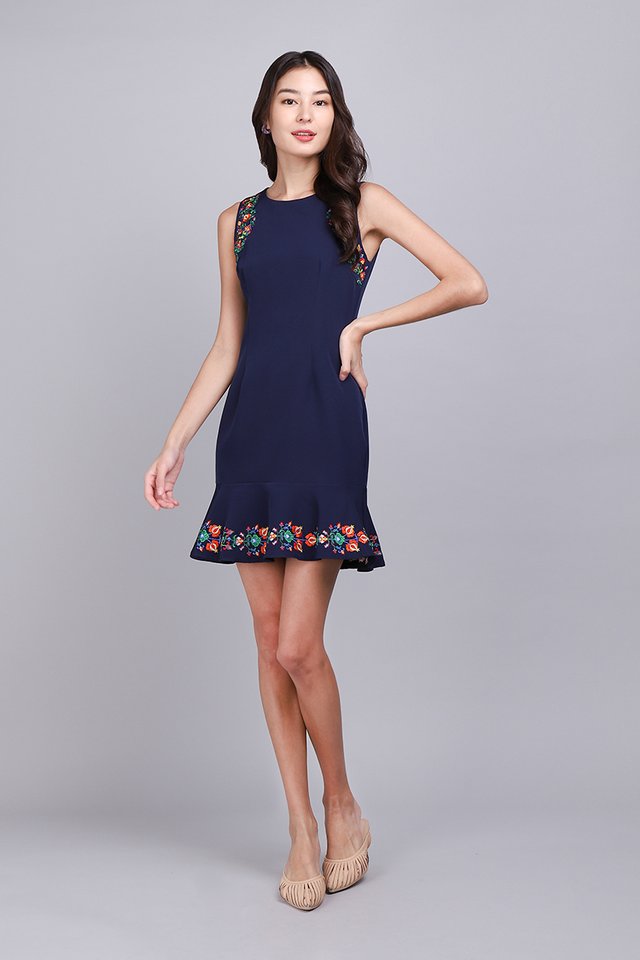 In The Mood For Spring Dress In Navy Blue