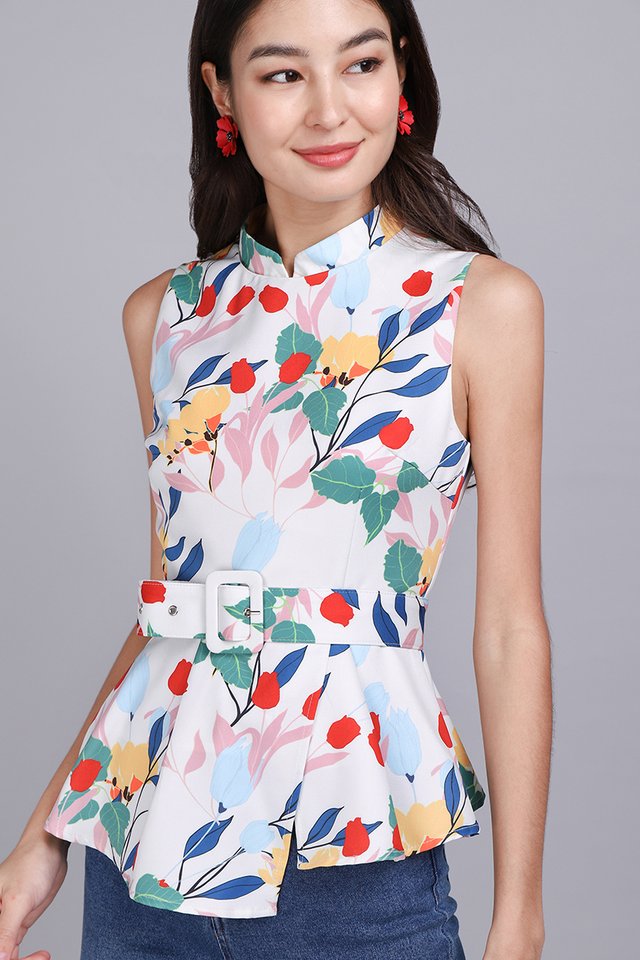 Wisteria Moments Cheongsam Top In Poppy Florals