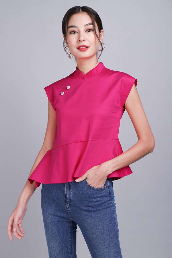 Huat’s up Cheongsam Top In Hot Pink