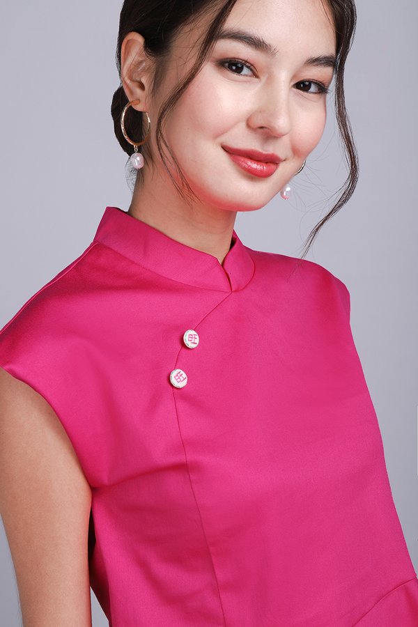 Huat’s up Cheongsam Top In Hot Pink