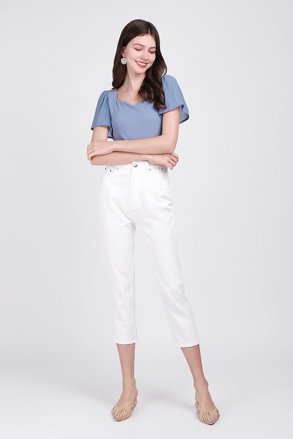 Zara Top In Muted Blue Zara Top In Muted Blue